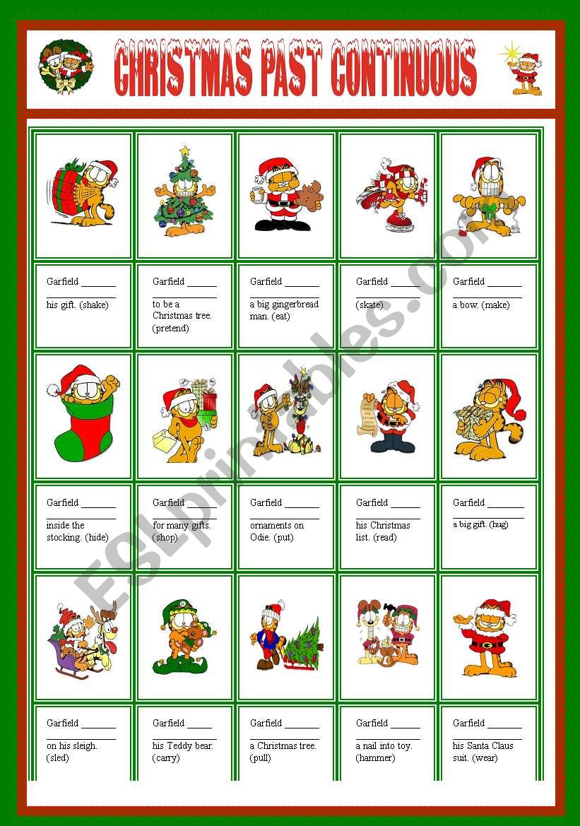 CHRISTMAS PAST CONTINUOUS WITH GARFIELD - EDITABLE - KEY INCLUDED
