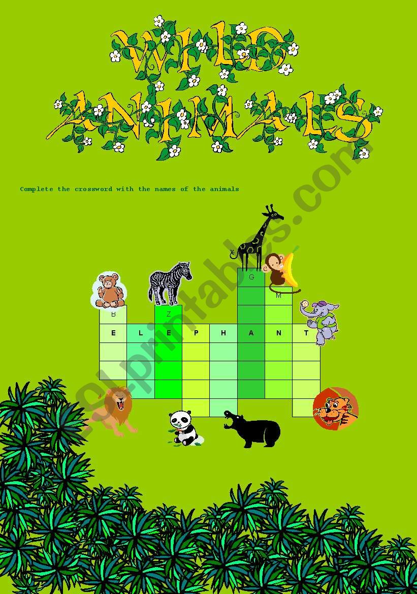 Wild Animals - a crossword worksheet