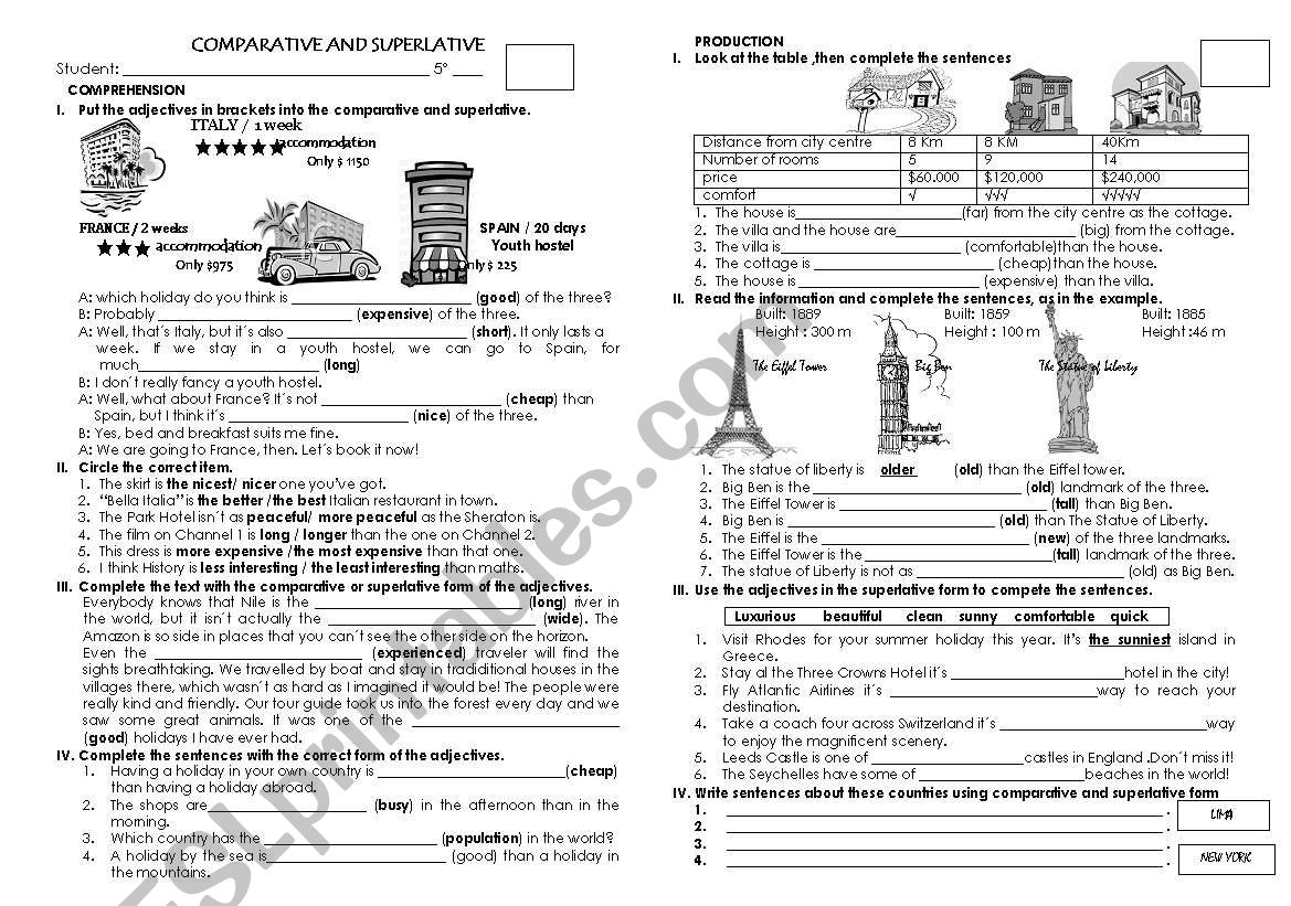 comparative and superlative worksheet