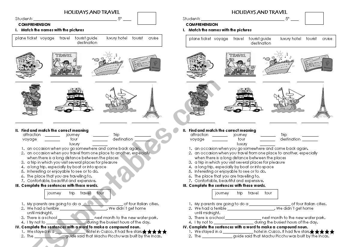 holiday vocabulary worksheet