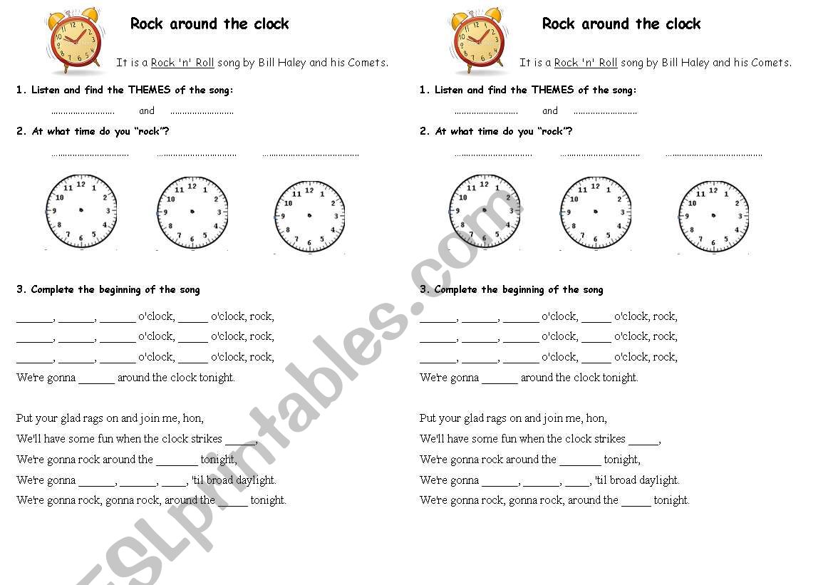 Rock around the clock worksheet