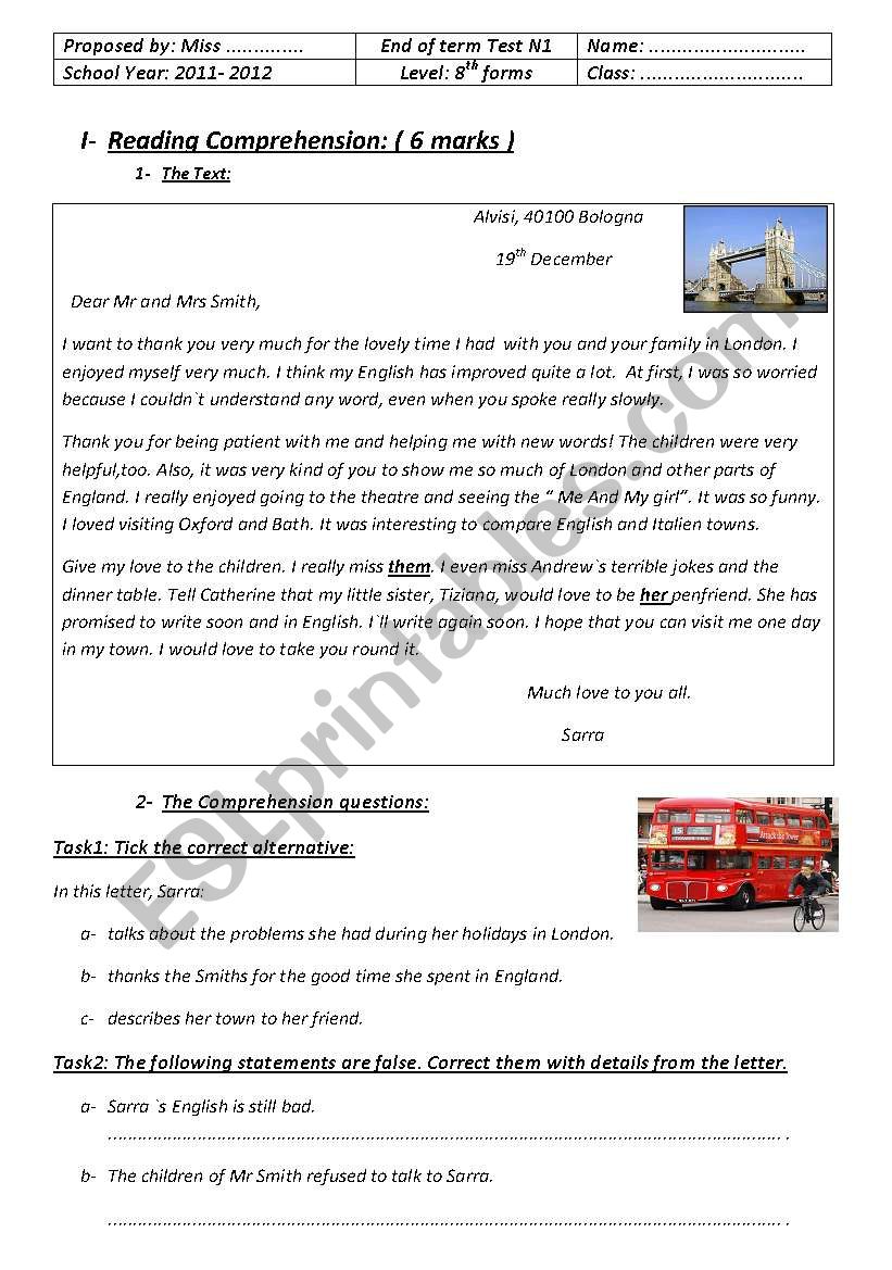 english tests for beginners worksheet