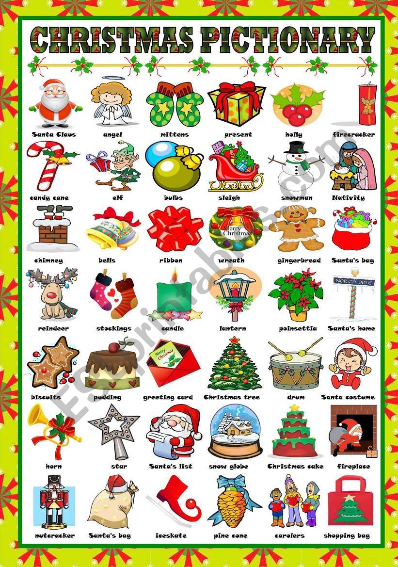 CHRISTMAS PICTIONARY worksheet