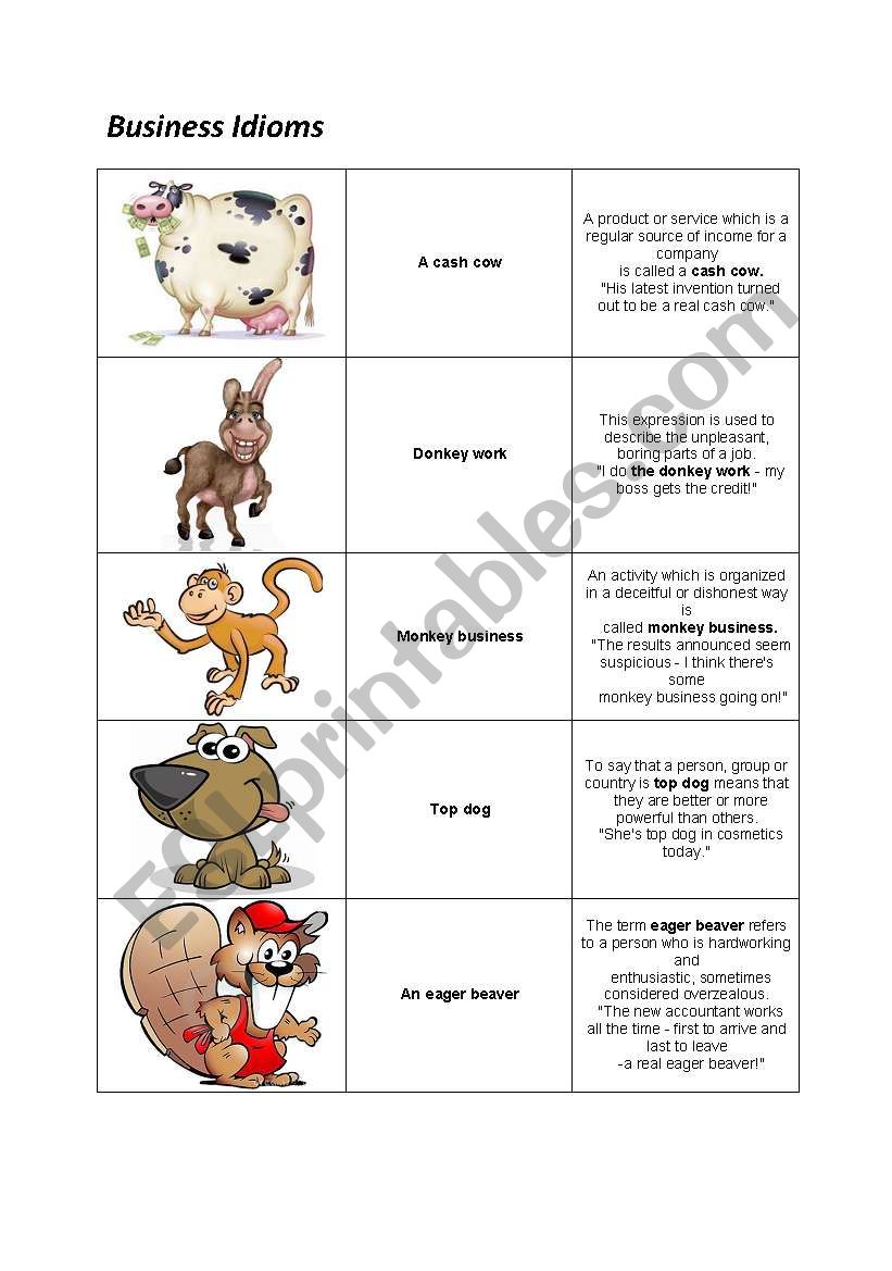 Business idioms worksheet