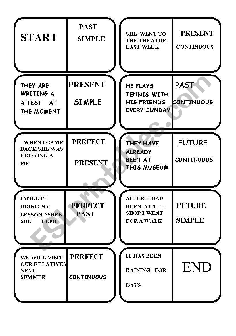 Domino Tenses  worksheet