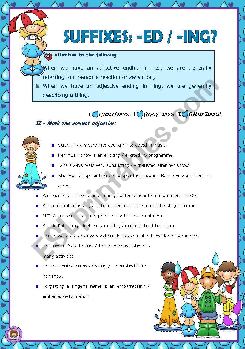 SUFFIXES: -ED / -ING worksheet