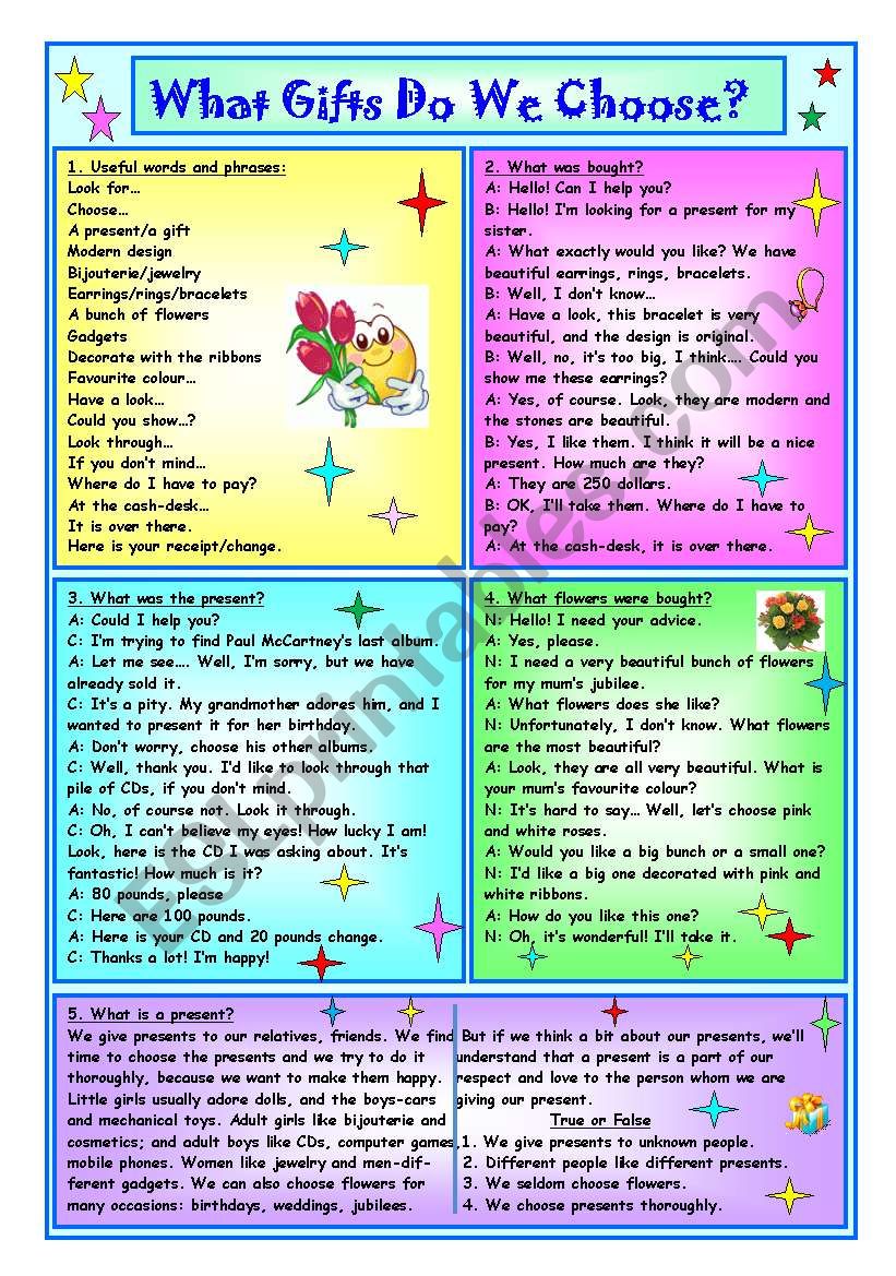 What Gifts Do We Choose? worksheet