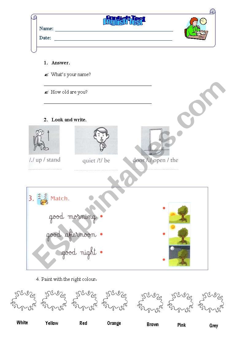 English test worksheet