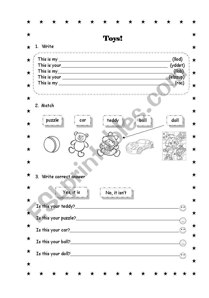 Toys worksheet