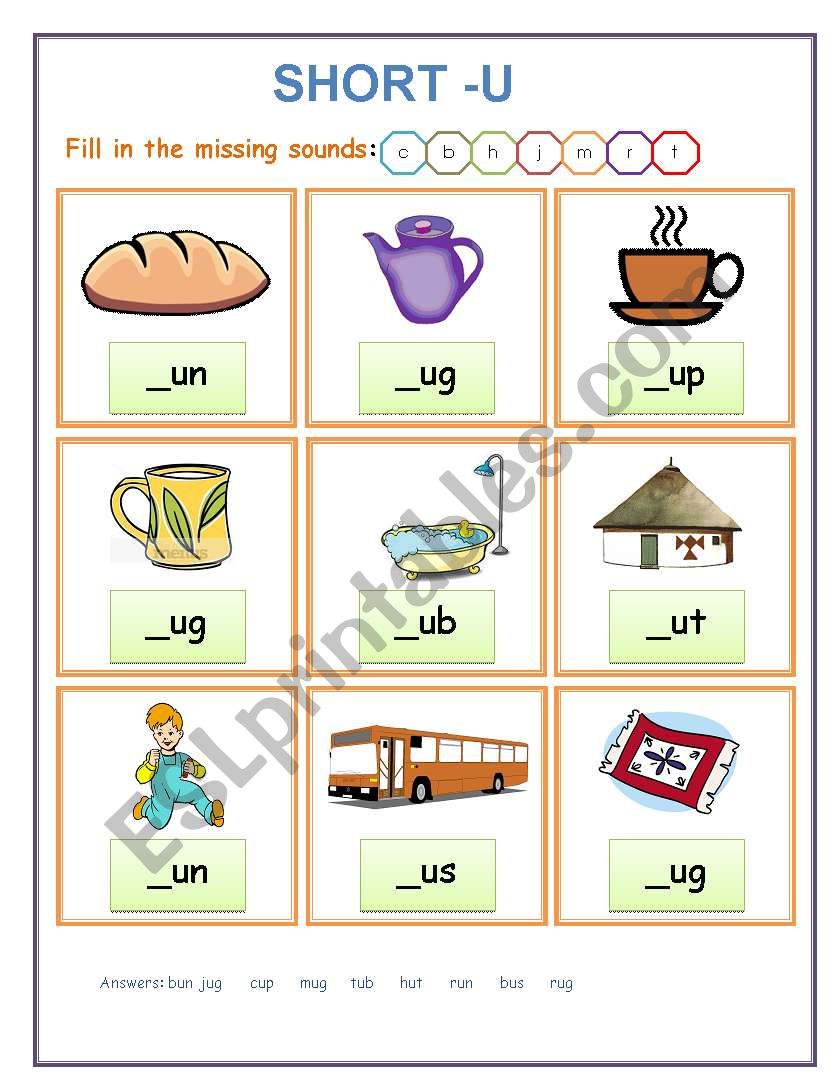 worksheet on short-u worksheet