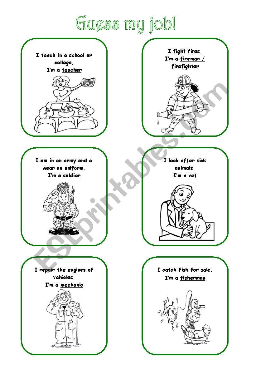 GUESS THE JOB cards 1/3 (2 pages)