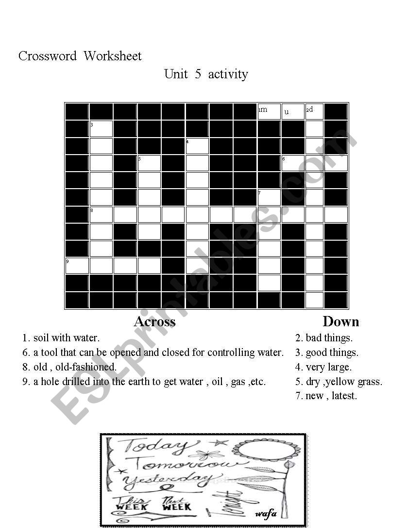 crossword worksheet