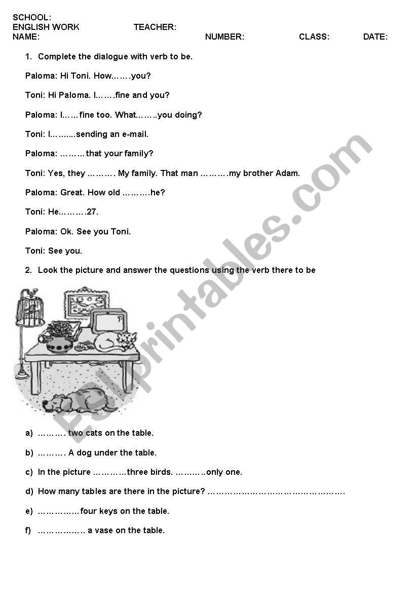 To be and There to be worksheet