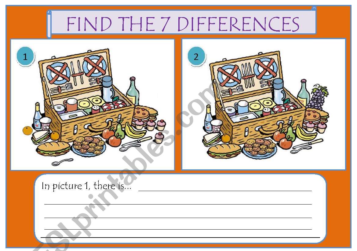 Spot 7 differences worksheet