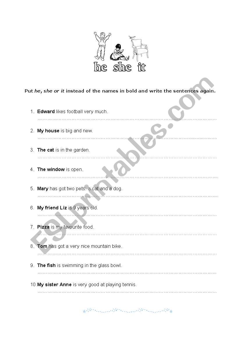 He, she or it?  worksheet