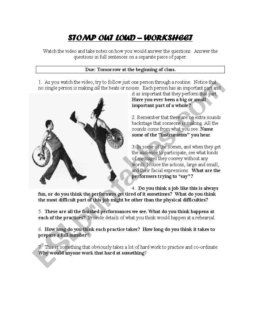 Stomp Out Loud worksheet