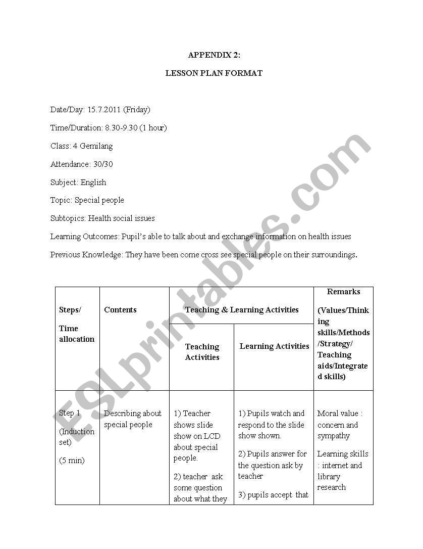 lesson plan worksheet