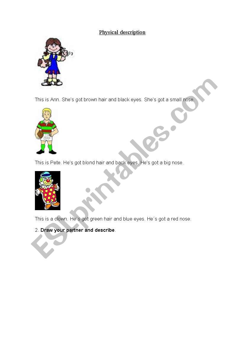 Physical description worksheet