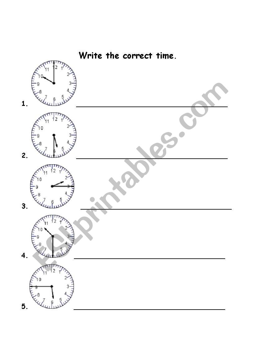 Telling the time worksheet