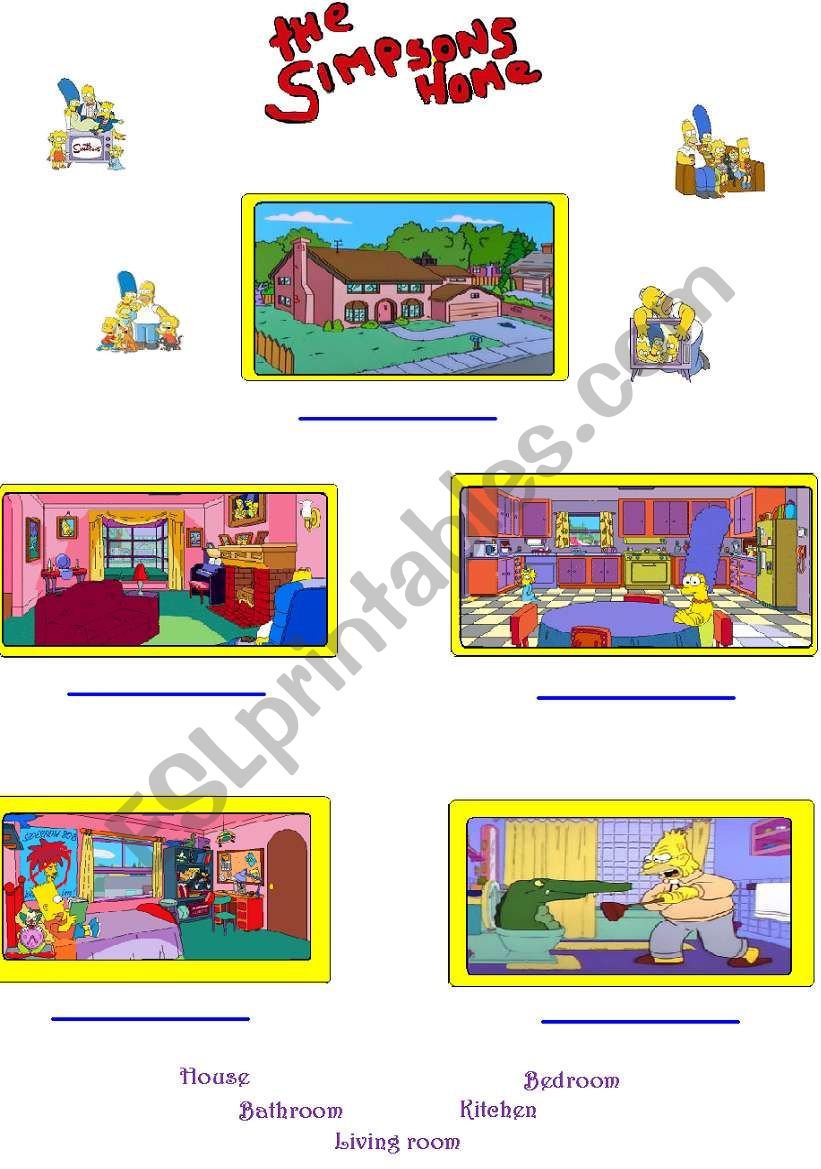 The Simpsons house labeling worksheet