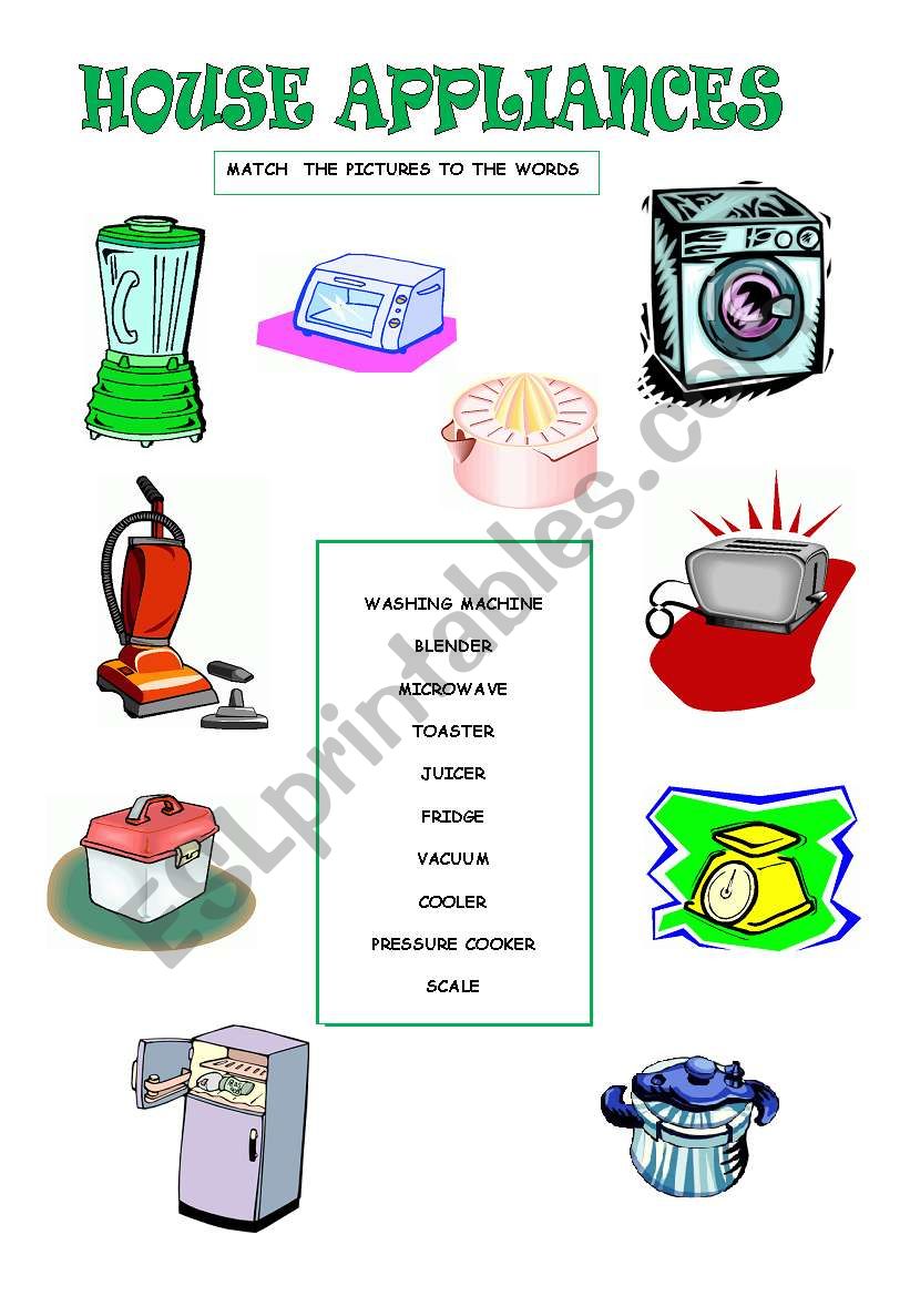 HOUSEHOLD APPLIANCES worksheet