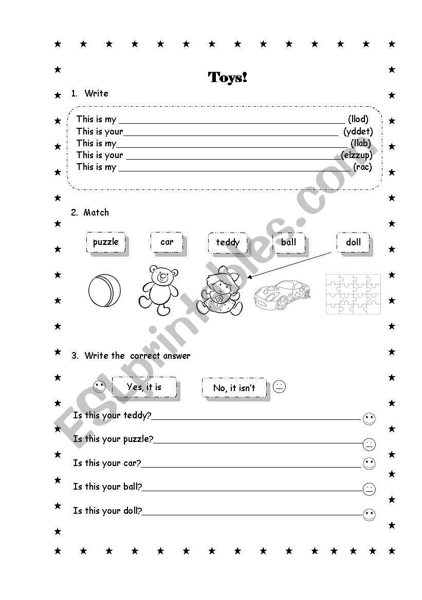 Toys worksheet