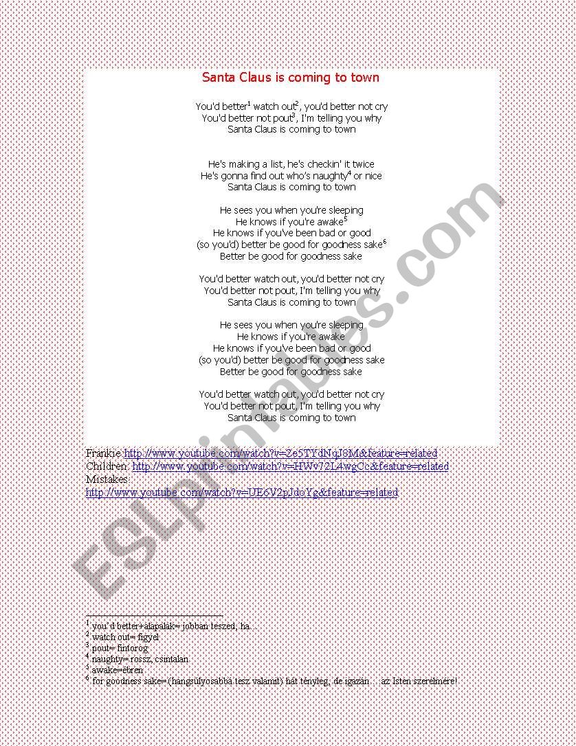 Santa Claus is coming  worksheet