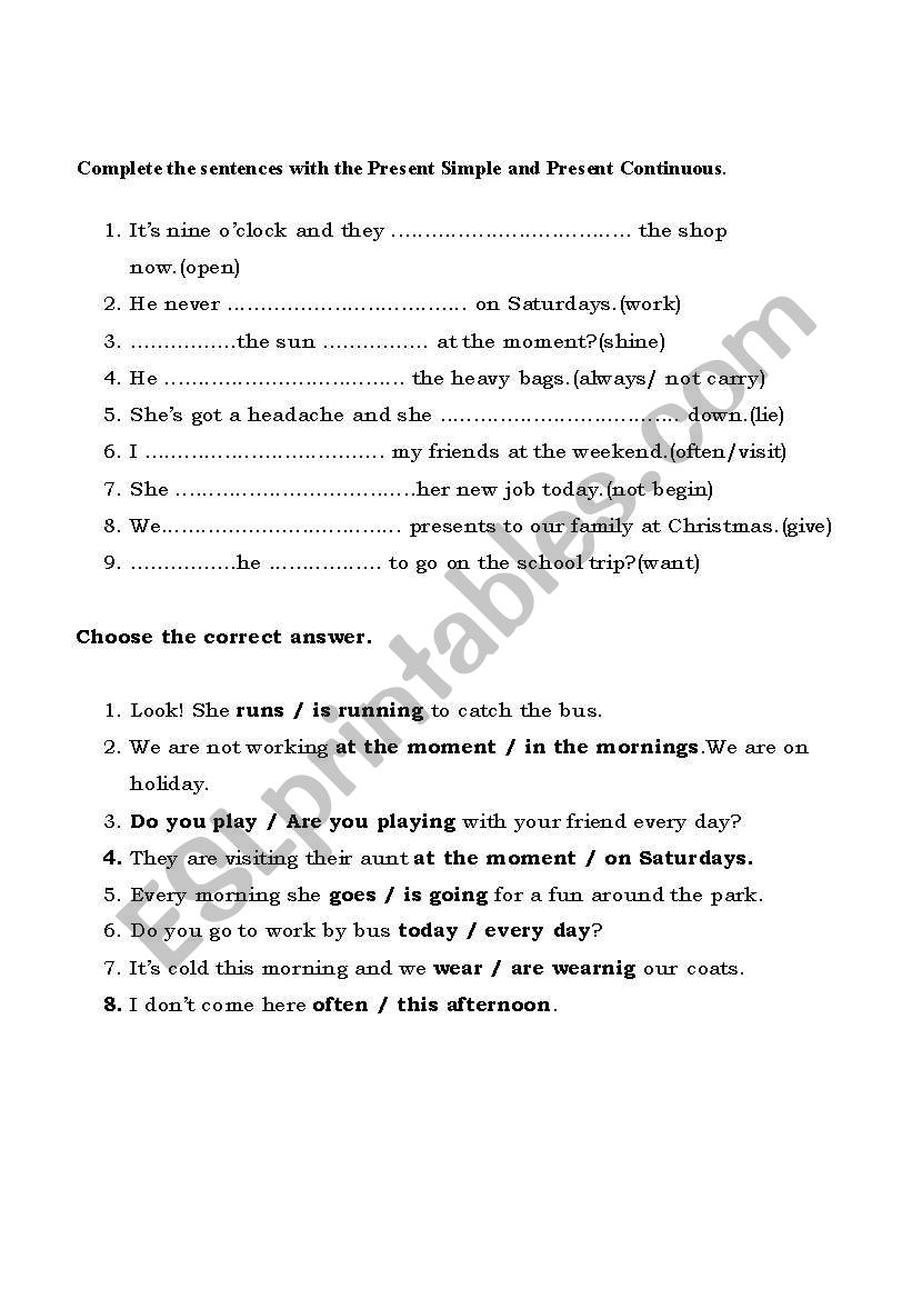 present simple/present continuous