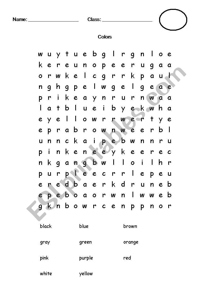 Colors Word Search worksheet