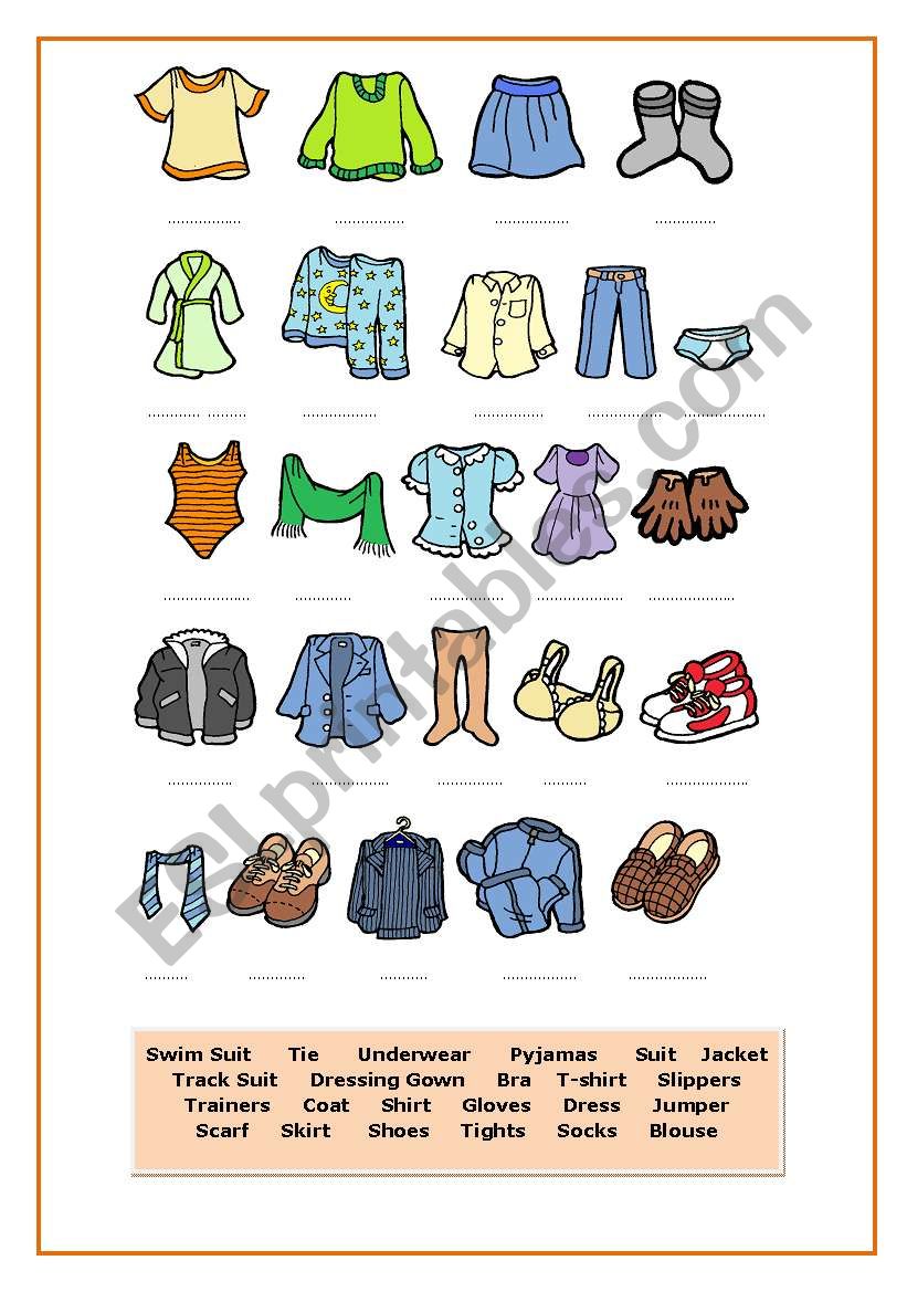 Clothes - ESL worksheet by javidpolo