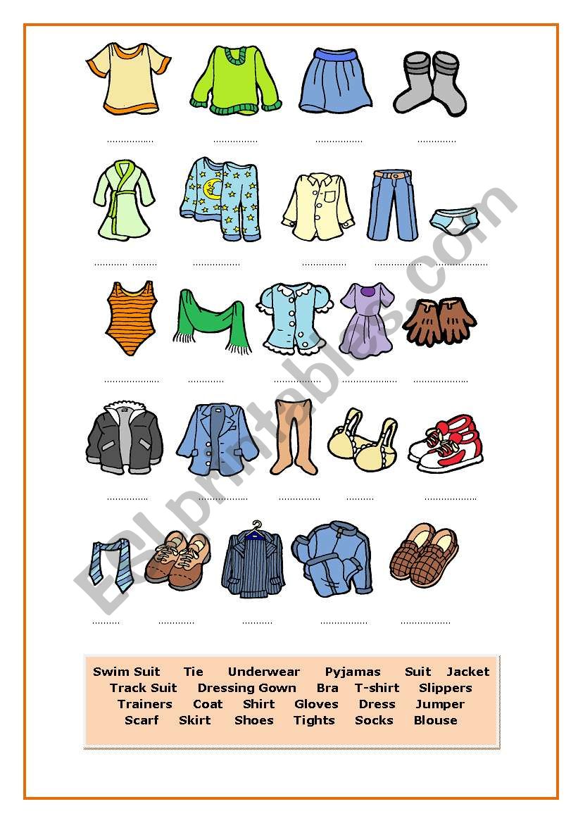 Clothes worksheet