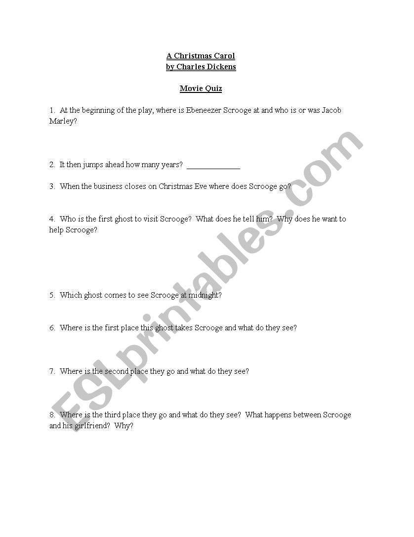 Scrooge Movie Quiz worksheet