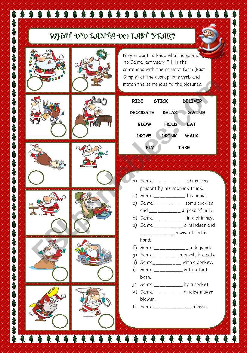 WHAT DID SANTA DO LAST YEAR? worksheet