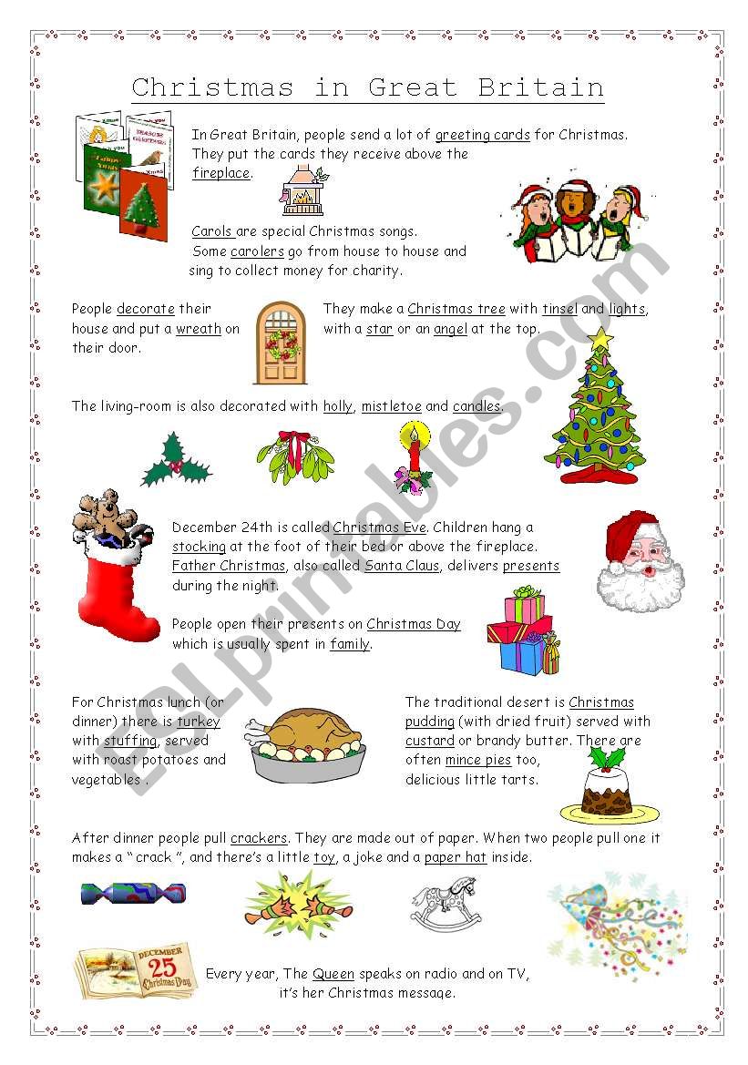 Christmas in Great Britain worksheet