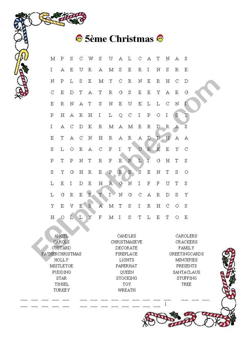 Christmas in GB wordsearch worksheet