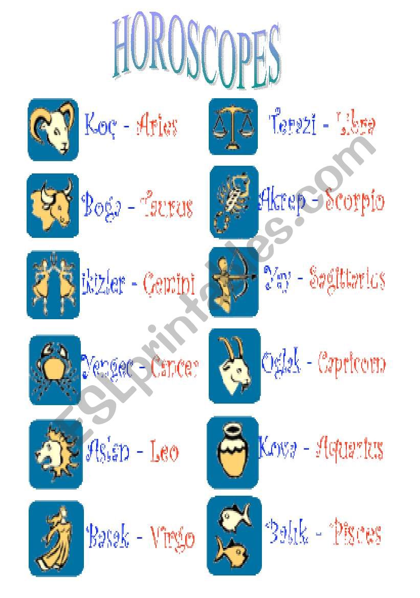 Horoscopes worksheet