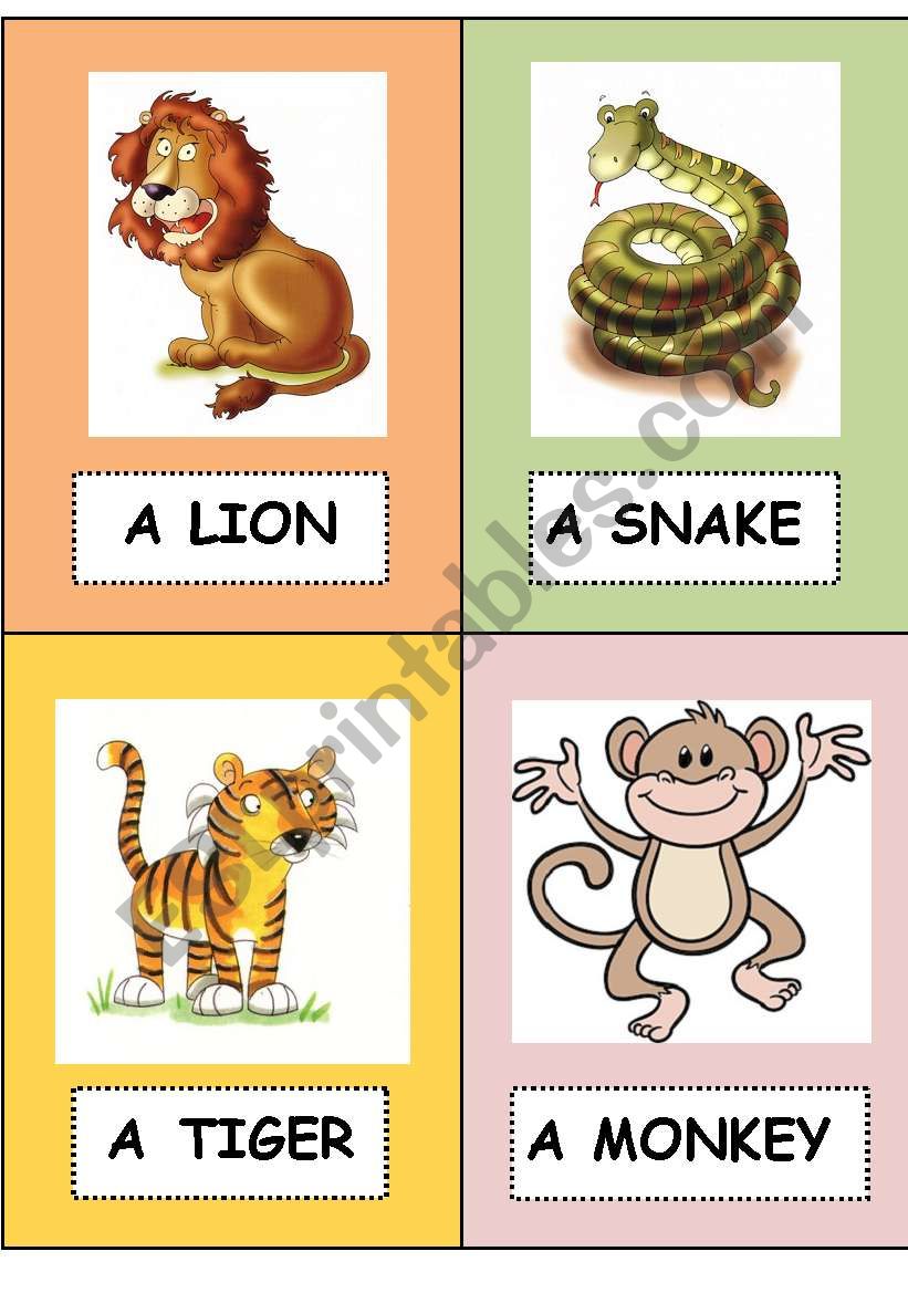 Wild animal flashcards worksheet