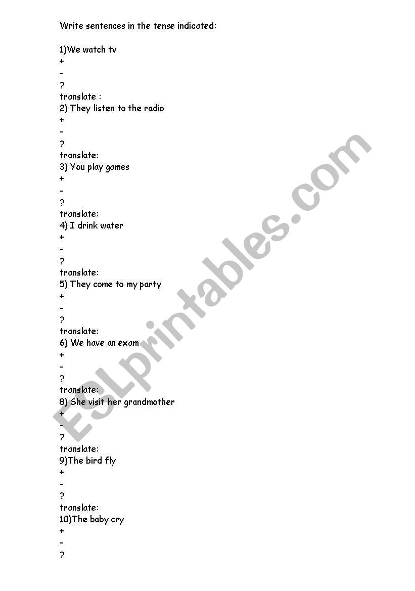 Conjugation practice. Valid for any tense, just indicate which.