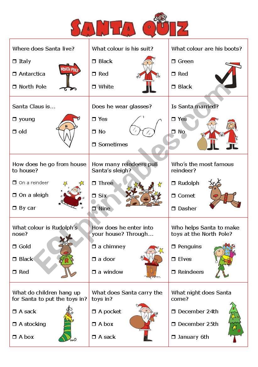 Christmas - Santa Quiz worksheet