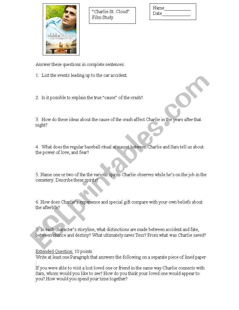 Charli.e St. Cloud Film Study Worksheet