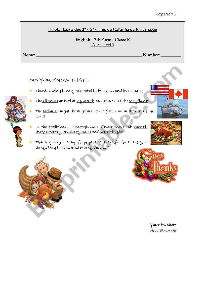 Thanksgiving! worksheet