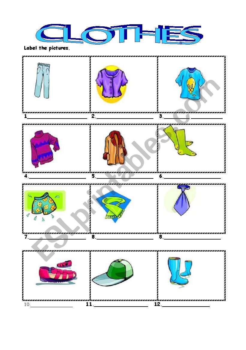 CLOTHES worksheet