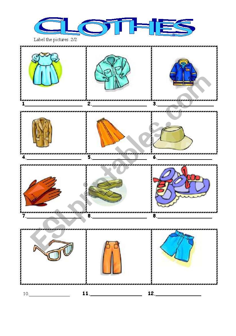 CLOTHES worksheet