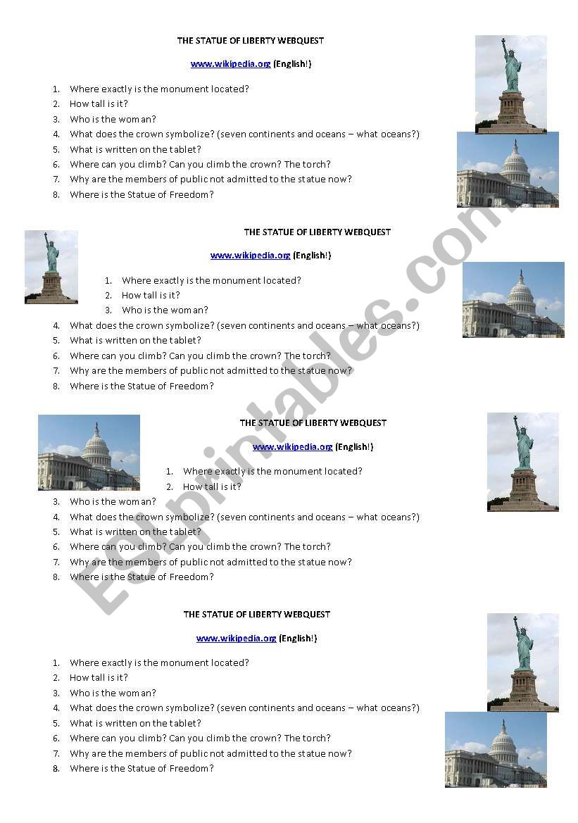 THE STATUE OF LIBERTY WEBQUEST