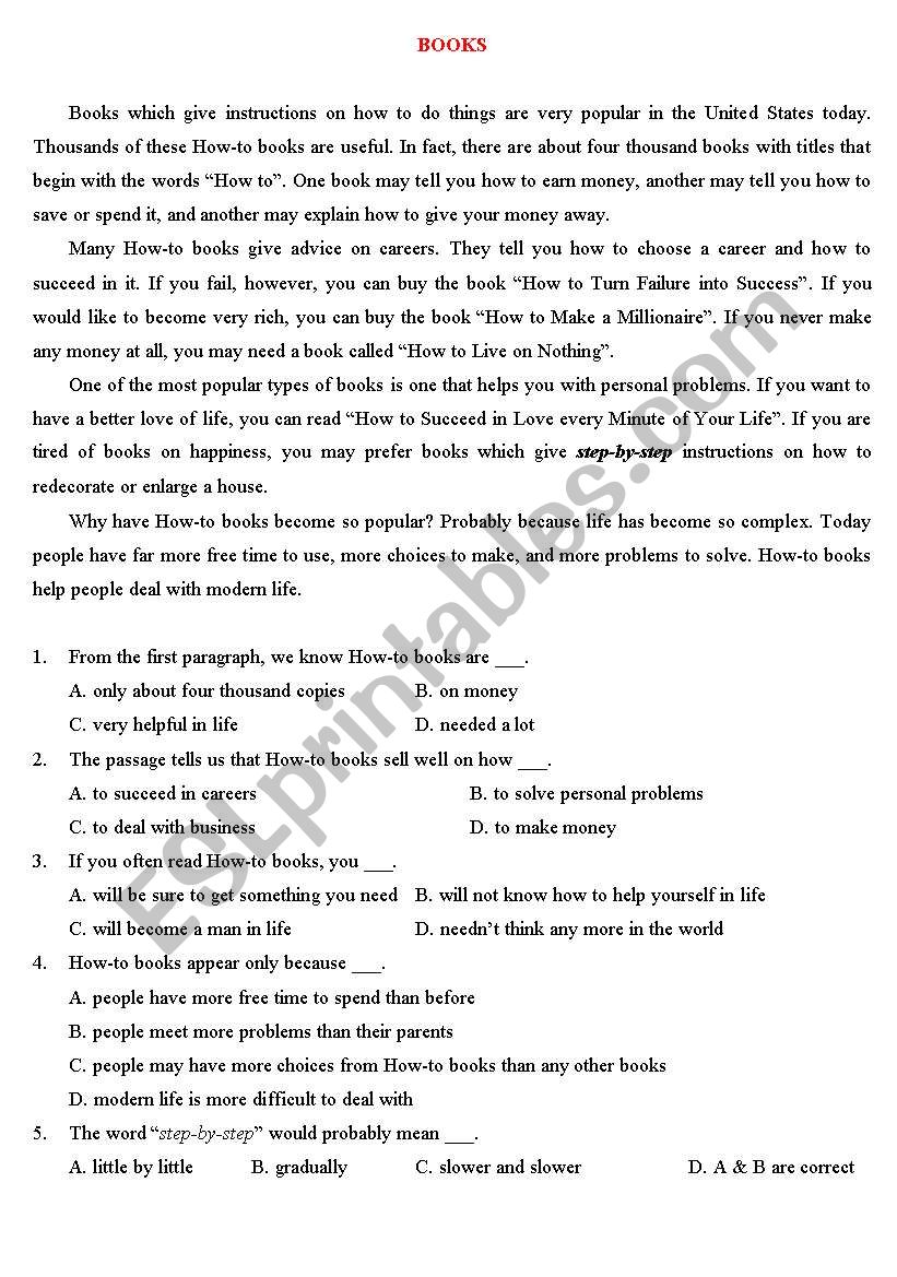 Reading Comprehension worksheet