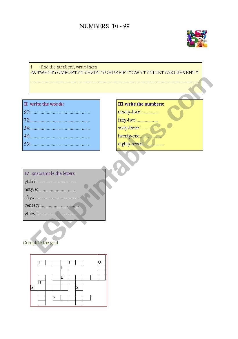 numbers 10 to 99 worksheet