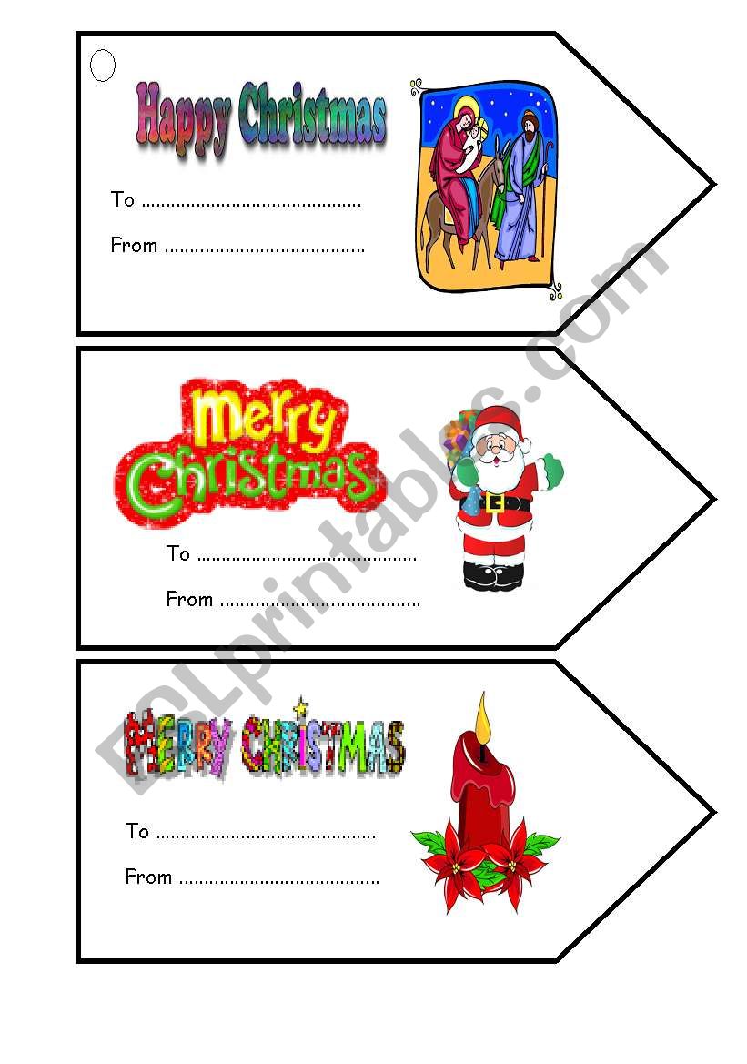 Christmas gift tags worksheet