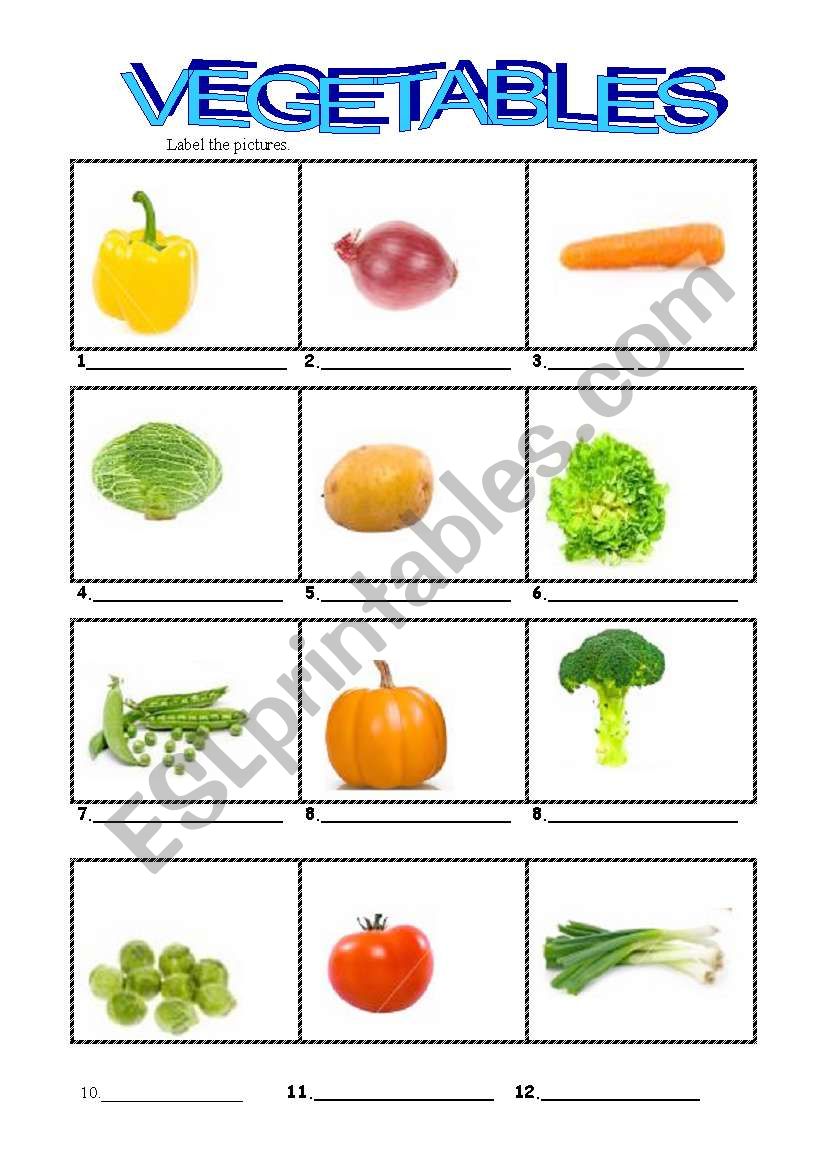 VEGETABLES worksheet