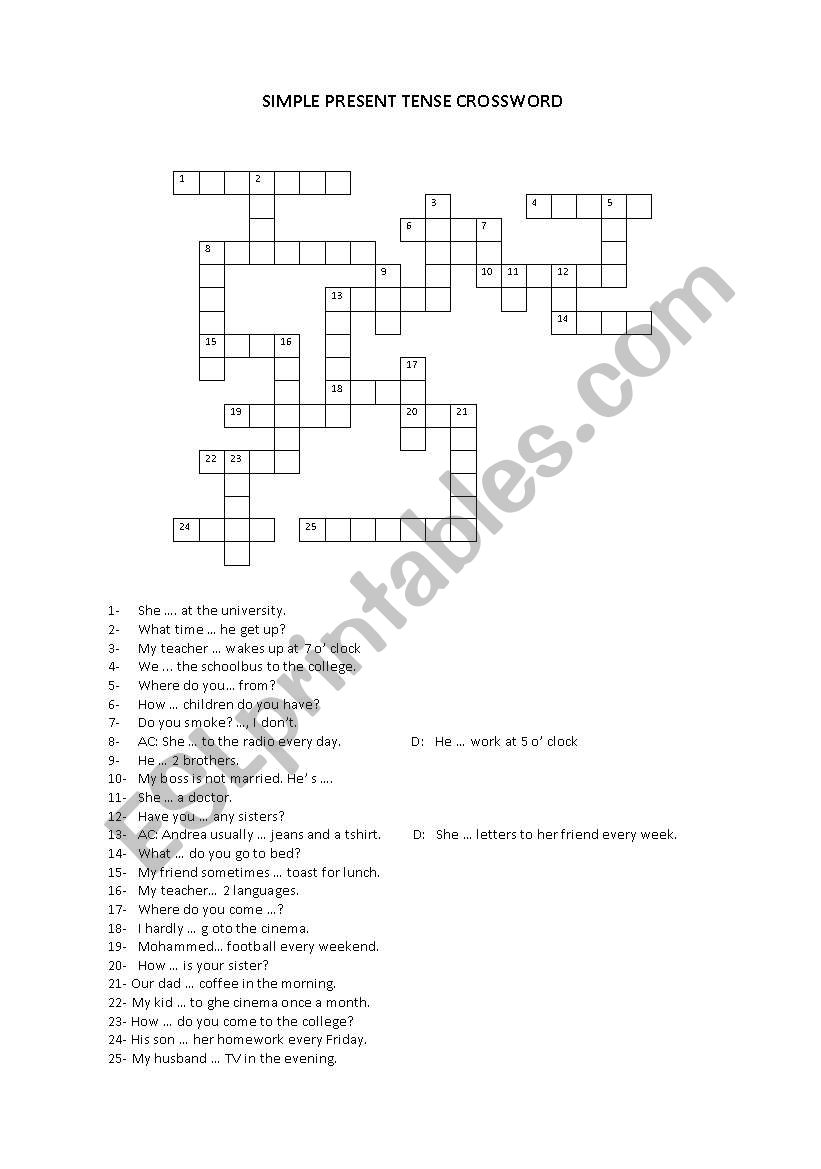 present simple tense worksheet