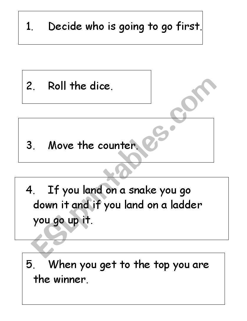 snakes and ladders rules worksheet